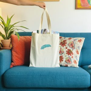 Photo of canvas tote bag with cavolo nero print