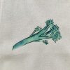 Close up of canvas tote bag with tenderstem broccoli print